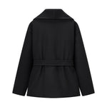 Load image into Gallery viewer, Black Notch Collar Wool-like Coat Women N5A676