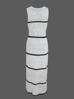 Load image into Gallery viewer, Knitted Color Block Vest Hollow Out Maxi Dress Women N6A071