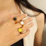 Load image into Gallery viewer, Smiley Face Ring Titanium Steel 18K Gold Drip Enamel S5P019