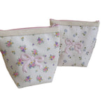 Load image into Gallery viewer, Floral Bow Embroidered Cosmetic Pouch Cotton Nylon S5P287
