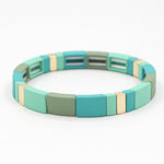 Load image into Gallery viewer, Frosted Enamel Bangle Mint Jade Geometric Alloy S5P037