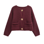 Load image into Gallery viewer, Round Neck Long Sleeve Knit Cardigan Women N5A575