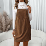 Load image into Gallery viewer, Women's Solid Corduroy Suspender Overall Dress N6A094