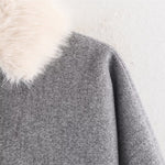 Load image into Gallery viewer, Notch Collar Fur Trim Wool like Jacket Women N5A742