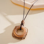 Load image into Gallery viewer, Leather Cord Ombré Resin Geometric Drop Necklace N6H141