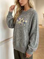 Load image into Gallery viewer, Daisy Floral Round Neck Loose Pullover Sweater N6H282