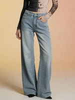Load image into Gallery viewer, Relaxed Wide Leg Straight Fit Denim Jeans Women N6D162