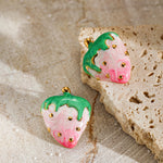 Load image into Gallery viewer, Strawberry Drip Earrings Steel Enamel Gold-Plated S5P091