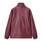 Load image into Gallery viewer, Burgundy Faux Leather Zip Jacket Women Loose Fit N5A680
