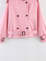 Load image into Gallery viewer, Loose Belted Double-Breasted Stand Collar Coat Women N6H125