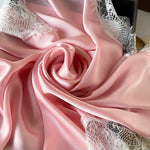Load image into Gallery viewer, Satin Sun Protection Lace Trim Square Scarf Women N6H120