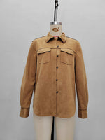Load image into Gallery viewer, Suede Notch Lapel Multi-Pocket Loose Jacket Women N6C128