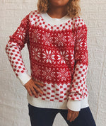 Load image into Gallery viewer, Classic Christmas Snowflake Sweater Women White Red N5A669