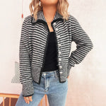 Load image into Gallery viewer, Office Stripe Cardigan Women Slim Fit Lapel N5A866
