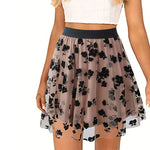 Load image into Gallery viewer, Elegant Floral Flocked Mesh A-Line Mini Skirt N6A123