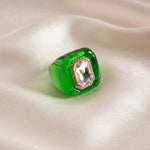 Load image into Gallery viewer, Womens Vintage Rhinestone Hexagon Resin Ring N6K191