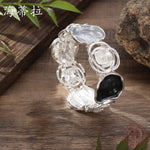 Load image into Gallery viewer, Colorful Enamel Rose Geometric Hollow Bangle N6F266