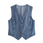 Load image into Gallery viewer, Classic Denim Vest Button Down Sleeveless N6A167