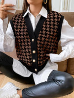 Load image into Gallery viewer, Houndstooth Sleeveless Vest V-neck Women N6B034