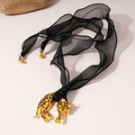Load image into Gallery viewer, Fabric Scarf Oil-Drip Leopard Pendant Necklace N6H135