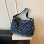 Load image into Gallery viewer, Women's Washed Denim Studded Bag N6J212