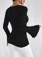 Load image into Gallery viewer, V Neck Bell Sleeve Fitted Top Women N6B062