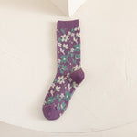 Load image into Gallery viewer, Purple Houndstooth Mid-Calf Socks Women Campus N6H029