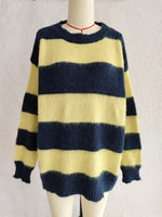 Load image into Gallery viewer, Color Block Stripe Pullover Round Neck Loose Fit N5A833