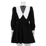 Load image into Gallery viewer, French Peter Pan Collar Black White Short Dress N6C209