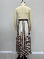 Load image into Gallery viewer, Black Boho Placement Print Backless Spag Dress Women N5A949