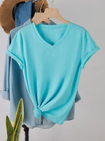 Load image into Gallery viewer, Minimalist Solid Color V-Neck T-Shirt Women N6E140