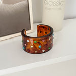 Load image into Gallery viewer, Colorful Crystal C-Shape Resin Bangle Bracelet N6F097