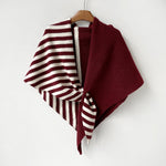 Load image into Gallery viewer, Triangle Wool Blend Shawl Cape Stripe Patchwork N6H308