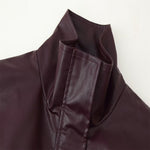 Load image into Gallery viewer, Solid Color Stand Collar PU Jacket Women Red Brown N5A721