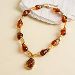 Load image into Gallery viewer, Womens Vintage Color Block Pea Beaded Acrylic Necklace N6K189