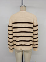 Load image into Gallery viewer, Button Detail Striped Sweater Loose Fit Pullover N5A802