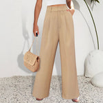 Load image into Gallery viewer, Womens High Waist Straight Leg Trousers Khaki N5A486