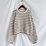 Load image into Gallery viewer, Retro Stripe Knit Top Loose Fit Round Neck Sweater N5A837