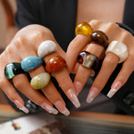 Load image into Gallery viewer, Vintage Candy Resin Oval Geometric Ring Women N6H095