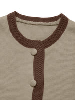 Load image into Gallery viewer, Khaki Color Block Cardigan Retro Knit Open Front N5A803