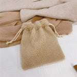 Load image into Gallery viewer, Solid Color Furry Drawstring Pouch Women S5P662