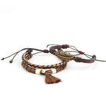 Load image into Gallery viewer, Multi Layer Braided Leather Tassel Bracelet S5P622
