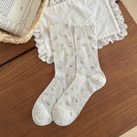 Load image into Gallery viewer, Sweet Floral Lace Trim Mid-Calf Socks Women Cotton N6H027