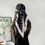 Load image into Gallery viewer, Polka Dot Print Triangle Scarf Satin Twill Women N6G218