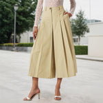 Load image into Gallery viewer, Culottes High Waist Wide Leg Pants Women Khaki N5A105
