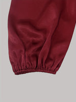 Load image into Gallery viewer, Satin Tulip Dress Women Red Puff Sleeve Pleated N5A778