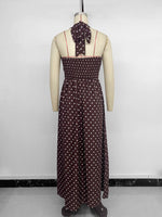 Load image into Gallery viewer, Halter Deep V-neck Polka Dot Maxi Dress Women N6B060