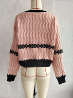 Load image into Gallery viewer, Cropped V Neck Jacquard Sweater Women Streetwear N5A874