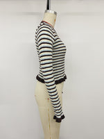 Load image into Gallery viewer, Striped Round Neck Cropped Flare Sleeve Sweater N6H297