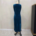 Load image into Gallery viewer, Sleeveless Velvet Evening Gown Bodycon Cheongsam Side N5A687